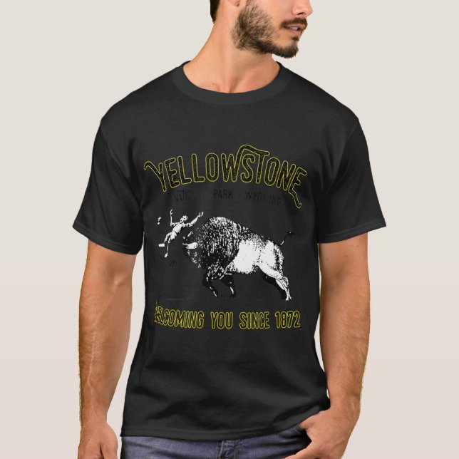 T-shirt Bison Toss Yellowstone National Park Amusant (Devant)