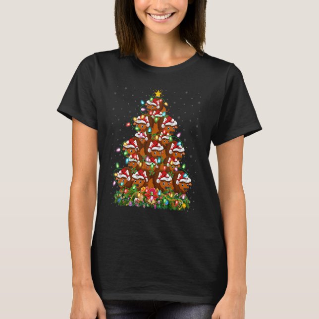 T-shirt Bison   Xmas Lights Santa Bison Christmas Tree (Devant)