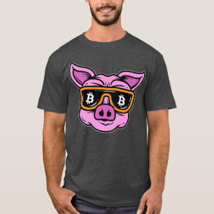 T-shirt Bitcoin Cryptomonnaie Pig dans les lunettes de sol