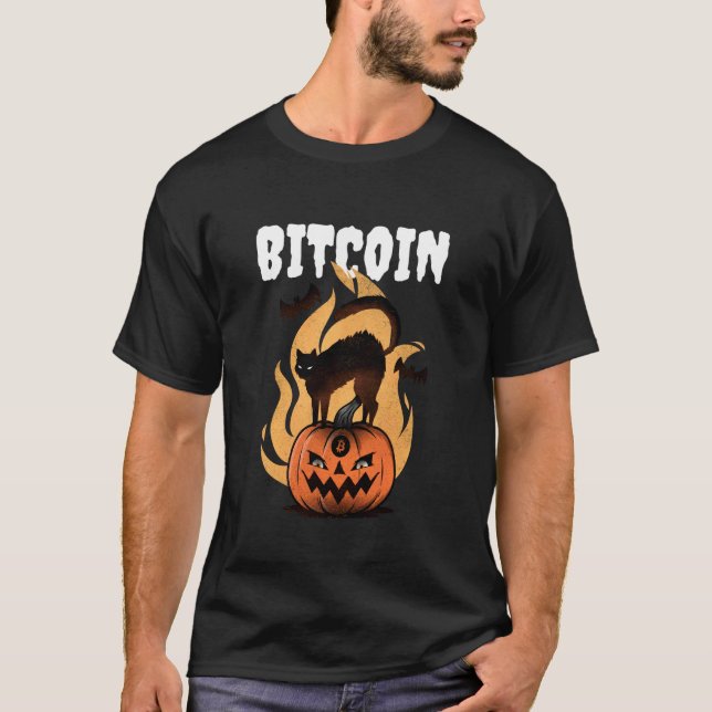 T-shirt Bitcoin (Déclaration BTC & Citrouille d'Halloween  (Devant)