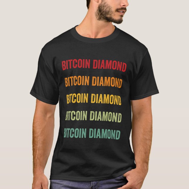 T-shirt Bitcoin Diamant Crypto Rainbow Text Design (Devant)