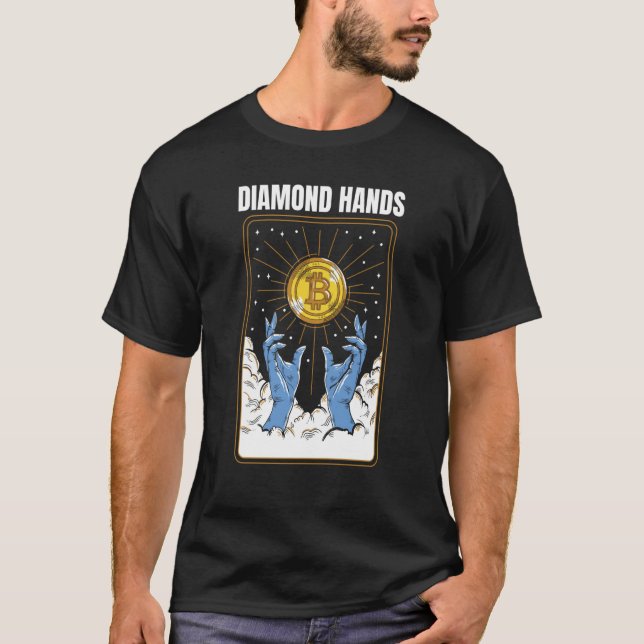 T-shirt Bitcoin Diamond Hand Meme Crypto Hodl WSB (Devant)