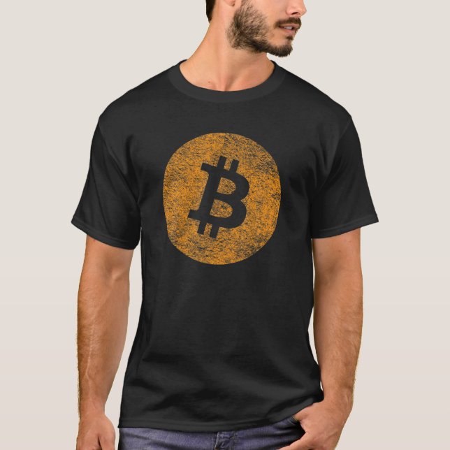 T-shirt Bitcoin Distressed Logo Cryptomonnaie Blockchain (Devant)