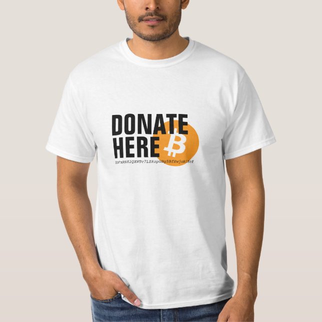 T-shirt Bitcoin : Faites un don ici (Devant)