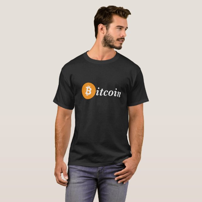 T-shirt Bitcoin Hommes Black Orange Cryptomonnaie (Devant entier)