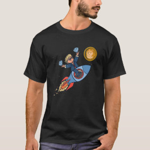 T-shirt Bitcoin Lune Rocket BTC Crypto mains en cristal