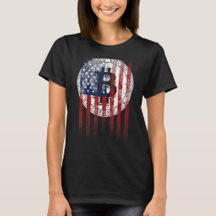 T-shirt Bitcoin Patriotique Usa Drapeau Grunge Retro Vinta