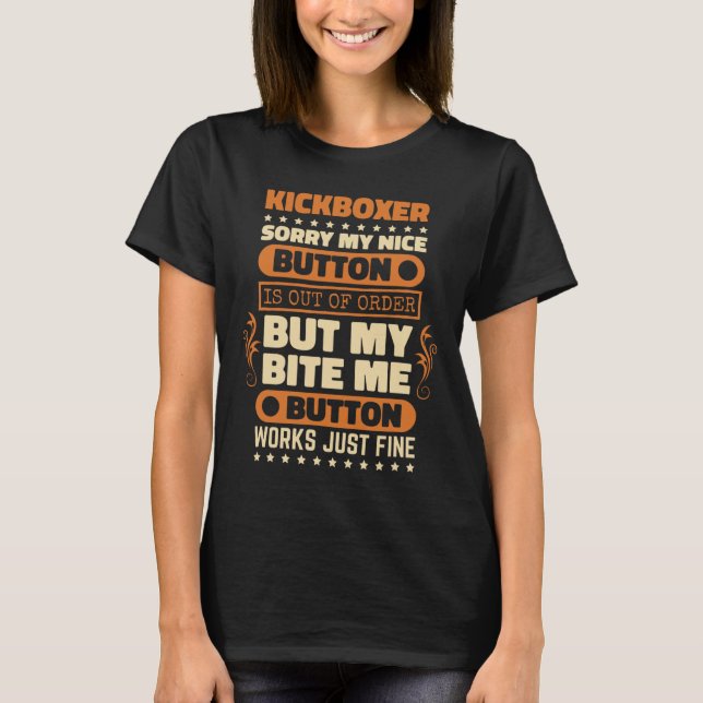 T-shirt Bite Button fonctionne conception kickboxer amateu (Devant)