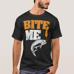 T-shirt Bite Me Worm Sur Hook Vintage Fisherman Humour
