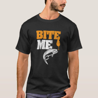T-shirt Bite Me Worm Sur Hook Vintage Fisherman Humour Cad