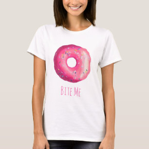 T-shirt Bite-Moi La Donut Avec Le Froincement Rose Et Des