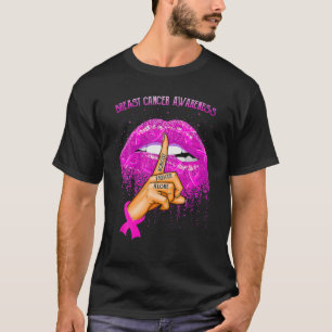 T-shirt Biting Lips Rose Ribbon Breast Cancer Awareness Mo
