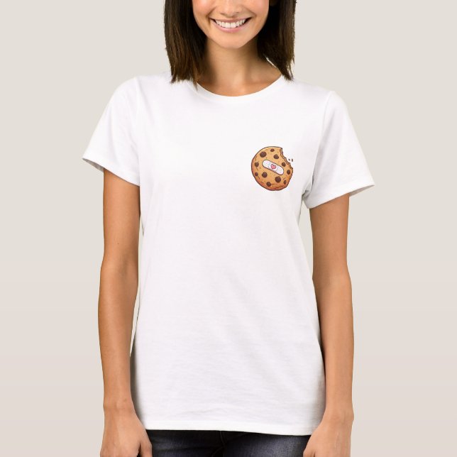 T-shirt Bitten Chocolate Chip Cookie with Cute Heart (Devant)
