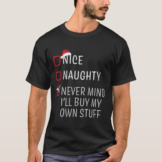 T-shirt Bizarre Naughty Nice Noël Famille Pajama Hommes Fe (Devant)