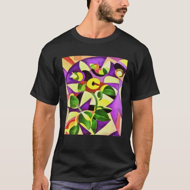 T-shirt Bizarre Passiflora Flower Geometric Abstract (Devant)