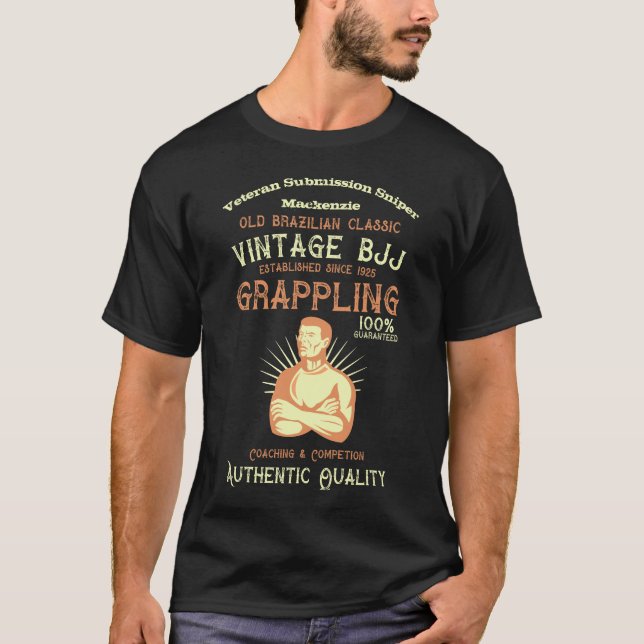 T-shirt BJJ Brésilien Jiu Jitsu Classic Retro Personnalisé (Devant)