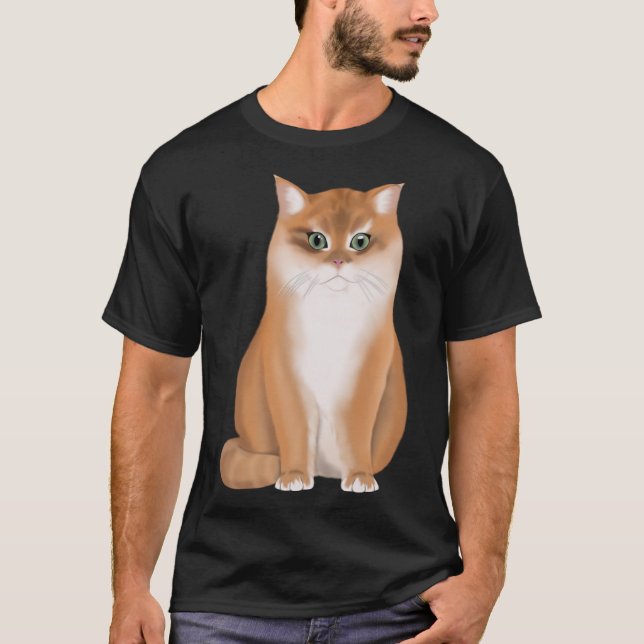 T-shirt BKH British Chat à cheveux courts noir doré (Devant)