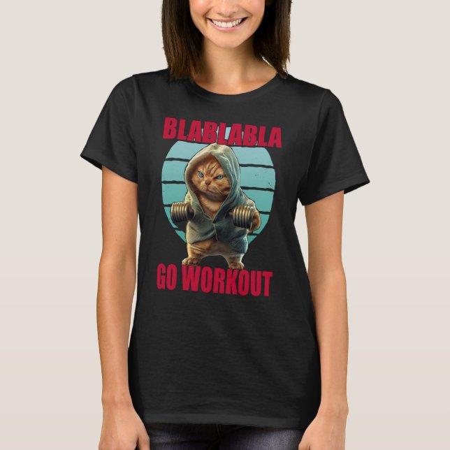 T-shirt Blabla Aller Entraînement Bodybuilding Cat Gym (Devant)