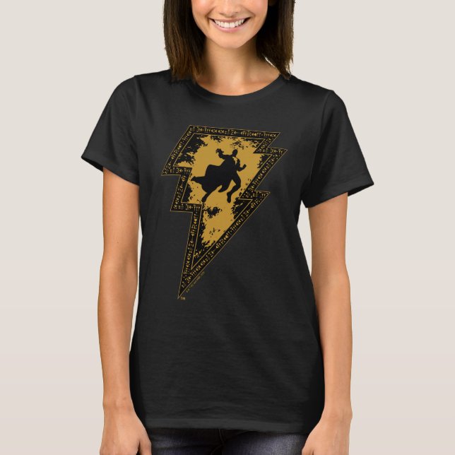 T-shirt Black Adam Distressed Lightning Bolt Graphic (Devant)