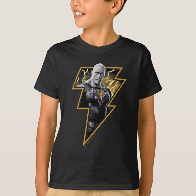 T-shirt Black Adam Grey et Gold Lightning Graphic (Devant)