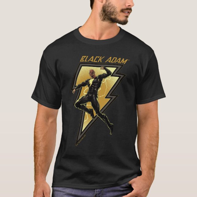 T-shirt Black Adam Lightning Bolt Illustration du caractèr (Devant)