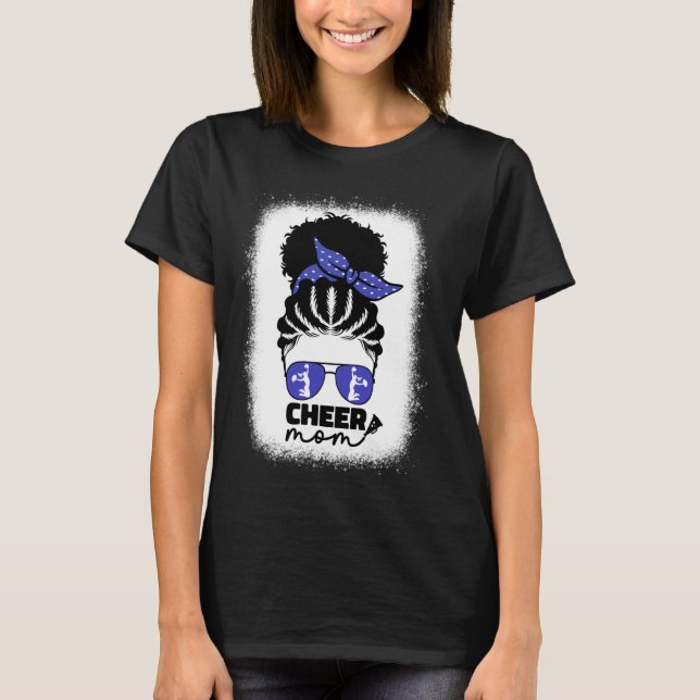 T-shirt Black African American Cheer Mom Pom-pom girl Mom  (Devant)