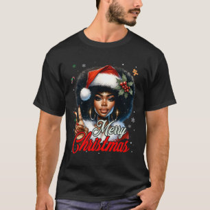 T-shirt Black African American Christmas Girl Melanin Sant