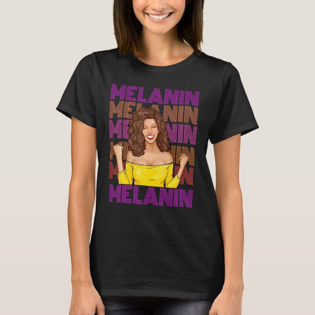 T-shirt Black African American Ebony Melanin Queen Empower (Devant)