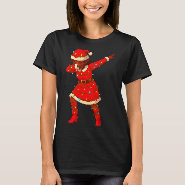 T-shirt Black African Girl American Melanin Christmas Mrs  (Devant)