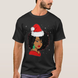 T-shirt Black African Girl American Melanin Christmas Sant
