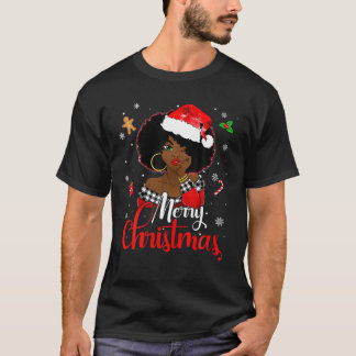 T-shirt Black African Girl American Melanin Christmas Sant