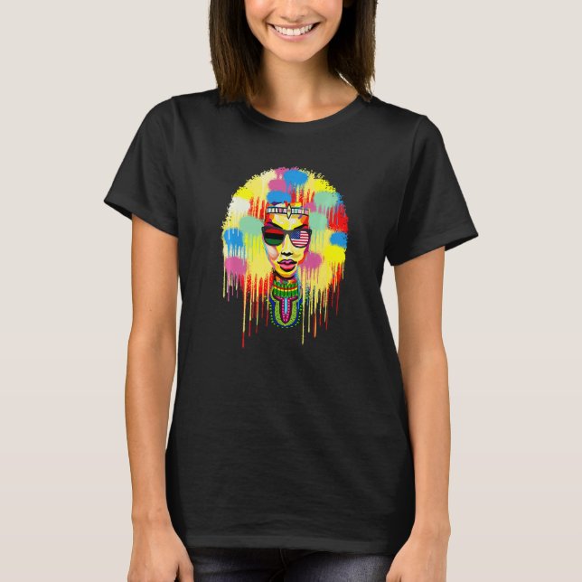 T-shirt Black Afro Naturel Cheveux Melanin Queen Historiqu (Devant)