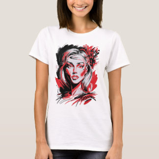 T-shirt Black and Red Woman 2