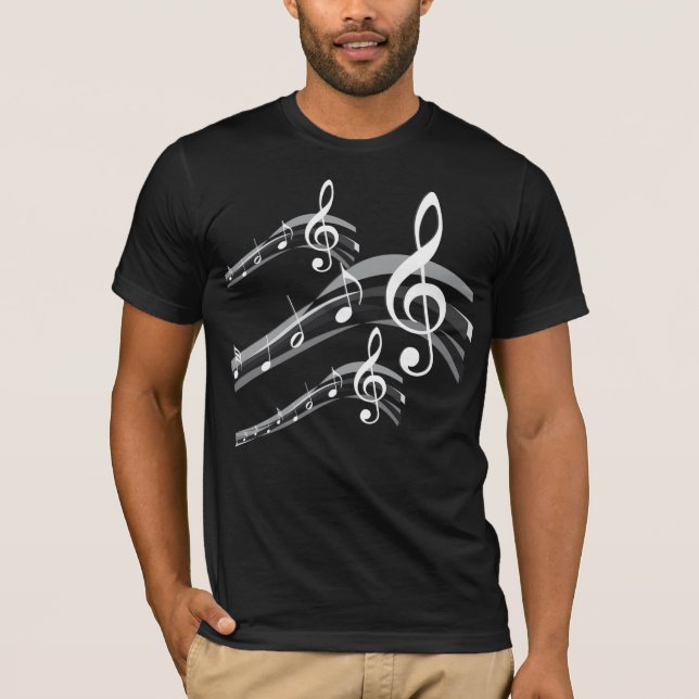 T-shirt Black and White Treble Clef (Devant)
