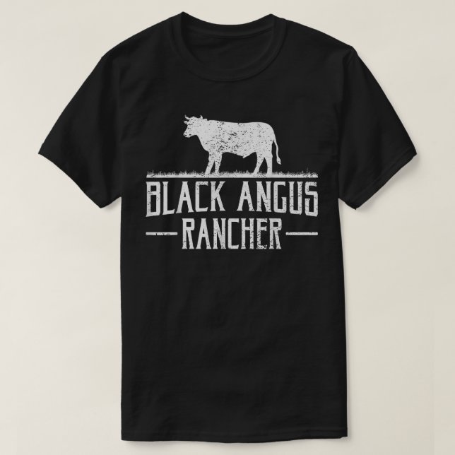 T-shirt Black Angus Cow Rancher Funky Boeuf Viande de béta (Design devant)