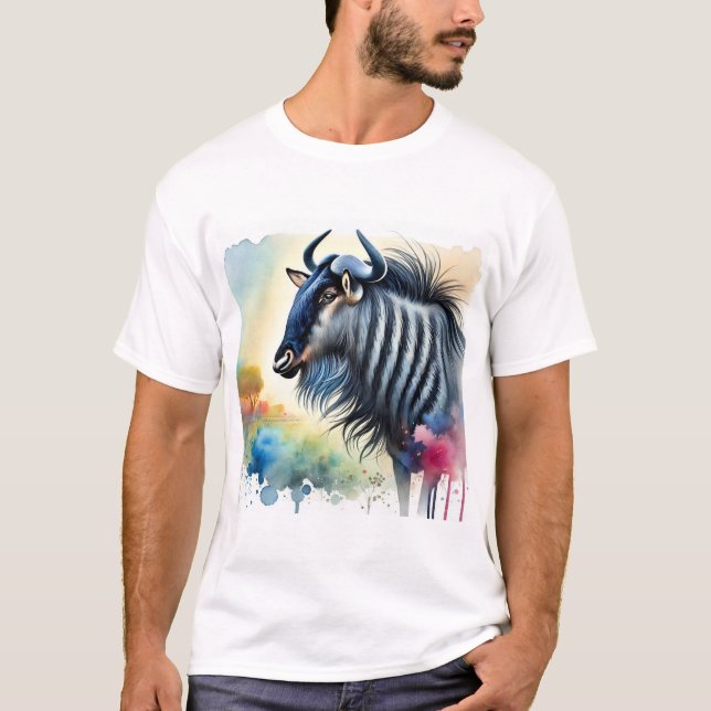 T-shirt Black Bearded Blue Wildebeest 290824AREF129 - Wate (Devant)