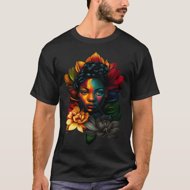 T-shirt Black Beautiful Africain Melanin Femme mignonne Lo (Devant)