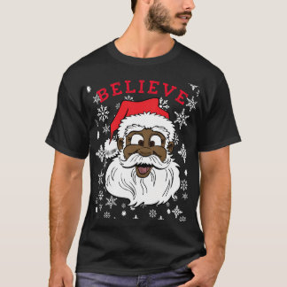 T-shirt Black Believe Père Noël Fun Silly Père Noël Africa