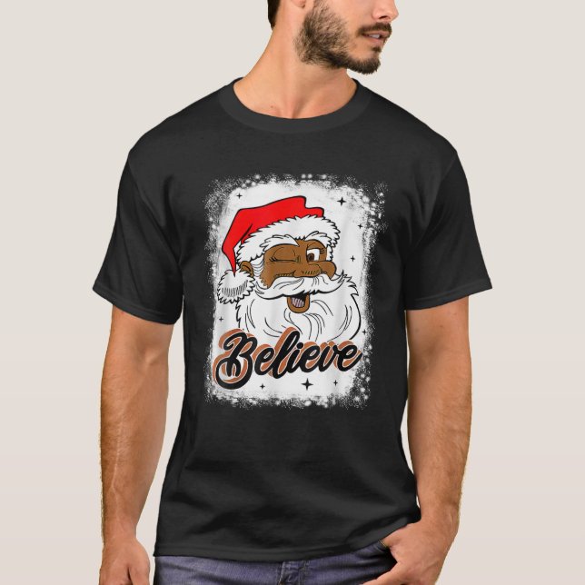 T-shirt Black Believe Santa Claus African American Santa B (Devant)