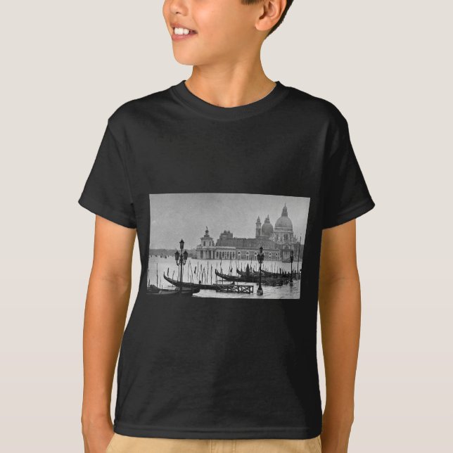 T-shirt Black Blanc Grand Canal Venise Italie Voyage (Devant)