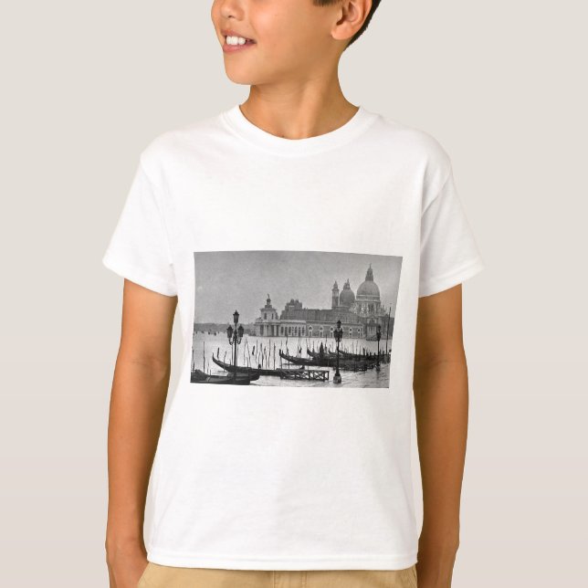 T-shirt Black Blanc Grand Canal Venise Italie Voyage (Devant)