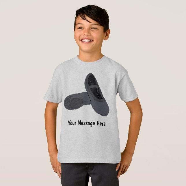 T-shirt Black Boys Ballet Chaussures Message personnalisé (Devant entier)