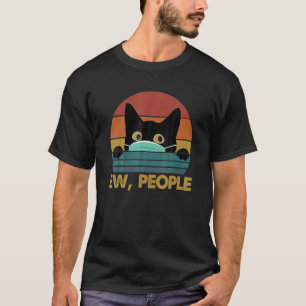 T-shirt Black Cat Ew Personnes Facemask Vintage Essentiel