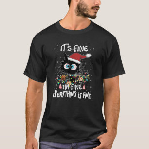 T-shirt Black Cat It Fine I m Fine Tout va bien Ch