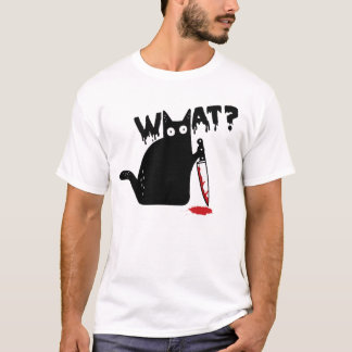 T-shirt Black Cat Killer Ask What Halloween Knife Sarcasm