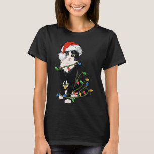 T-shirt Black Cat lumières Noël Black Cat cadeau Noël