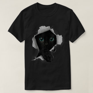 T-shirt Black Cat Peek Through Design
