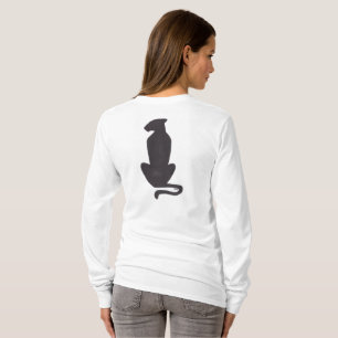 T-shirt Black Cat Silhouette femme blanc à manches longues
