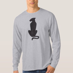 T-shirt Black Cat Silhouette hommes gris chemise à manches