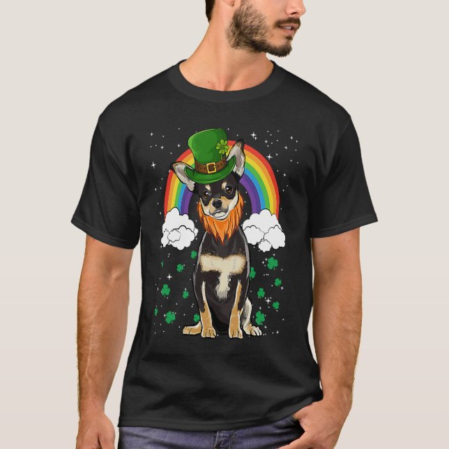 T-shirt Black Chihuahua St Patricks Day Leprechaun (Devant)